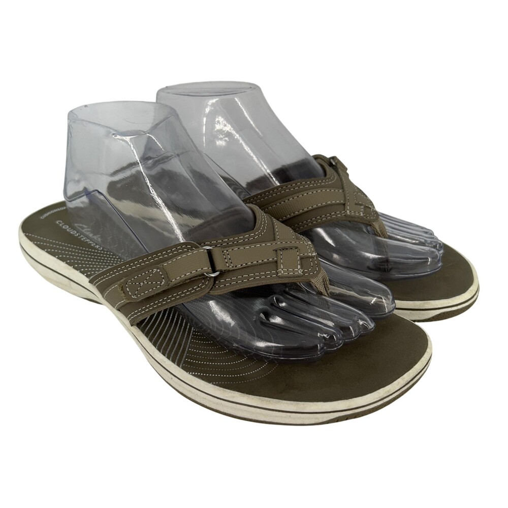 Clarks Cloudsteppers Sandals Womens Size 10 Breeze Sea Thong Hook & Loop Comfort